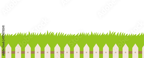 Grass and fence decoration illustration banner.