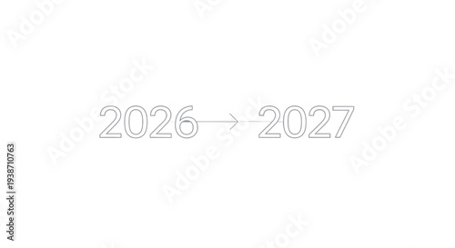 Year Transition 2026 to 2027 with Arrow, Future Planning, Time Passing