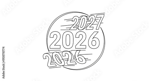 Year Transition Concept: 2026 to 2027, Time Passing, Future Forward Movement