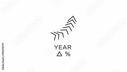 Yearly percentage growth chart with upward arrow graph, business concept