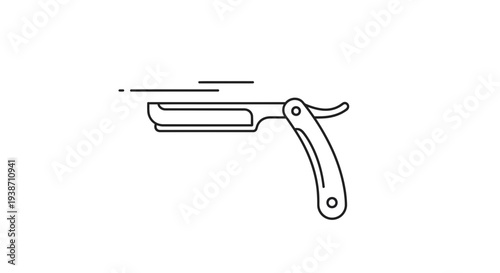 Vintage Straight Razor Blade, Barber Tool Icon, Sharp Shaving Knife, Retro Style