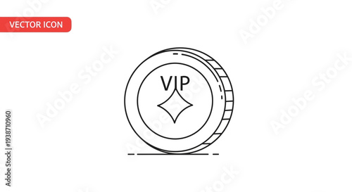 VIP Coin Icon, Luxury Membership, Exclusive Access, Premium Status, Digital Currency Symbol