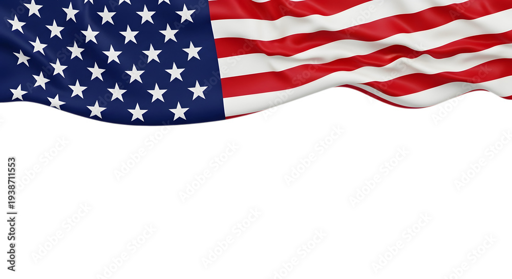 Fototapeta premium American flag waving isolated on transparent background