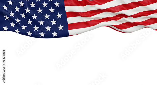 American flag waving isolated on transparent background