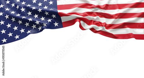 American flag waving isolated on transparent background
