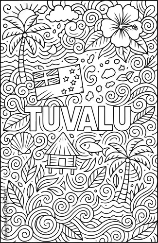 Tuvalu hand drawn vector illustration doodle art line art coloring page for kids