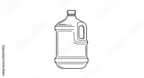 Water Jug Icon, Large Plastic Bottle with Handle, Outline Drawing