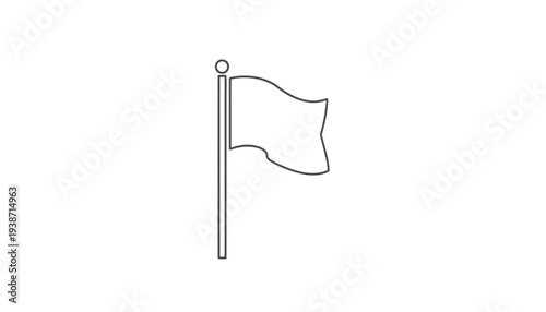 Waving White Flag on Pole - Symbol of Surrender, Peace, or Truce