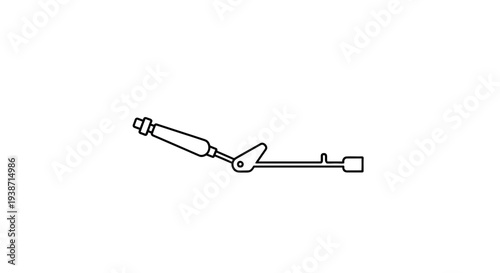 Welding torch with adjustable nozzle, isolated on white background, line art