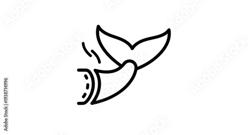 Whale Tail Icon Silhouette - Minimalist Ocean Mammal Symbol