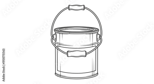 Vintage Paint Can with Handle, Hand-Drawn Sketch Style