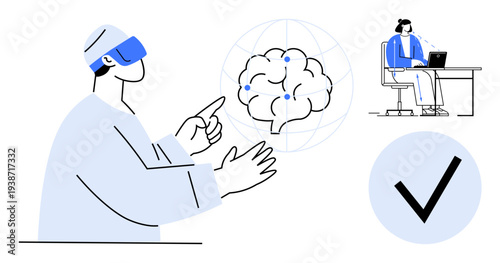 Artificial Intelligence in modern technology. Artificial intelligence driving innovation with virtual reality and user interaction. Artificial intelligence unlocking new possibilities. Ideal