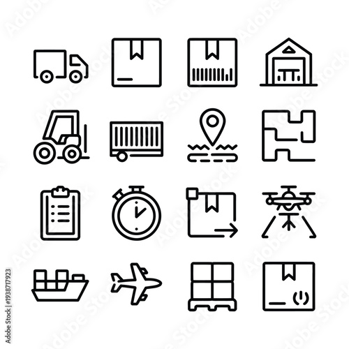 Global Logistics Shipping and Supply Chain Management Icons
