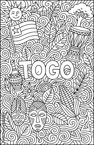 Togo hand drawn vector illustration doodle art line art coloring page for kids
