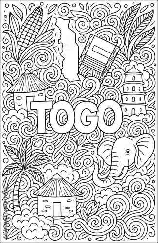 Togo hand drawn vector illustration doodle art line art coloring page for kids