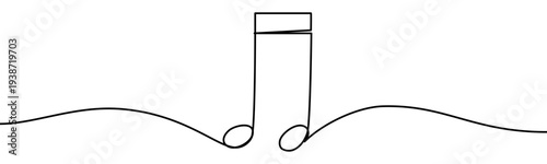 Continuous line vector illustration of music notes isolated on transparent background. Minimalist one line drawing concept of music, sound, melody and creative design