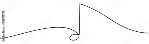 Continuous line vector illustration of music notes isolated on transparent background. Minimalist one line drawing concept of music, sound, melody and creative design