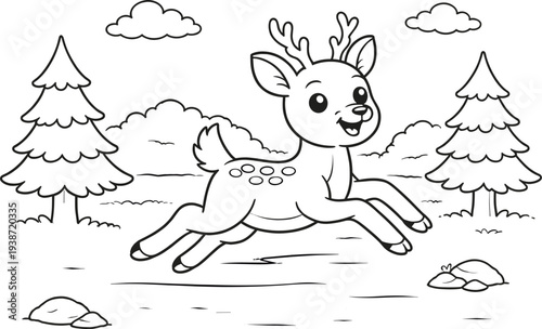Happy deer in the forest clearing HQ