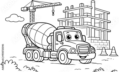 Friendly cement mixer at work HQ