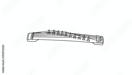 Traditional Japanese Koto Stringed Instrument Illustration