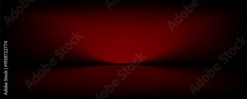 Red studio background. Abstract limbo podium studio room. Dark red gradient wall floor and spotlight scene. Showcase, promotion display.vector Eps10