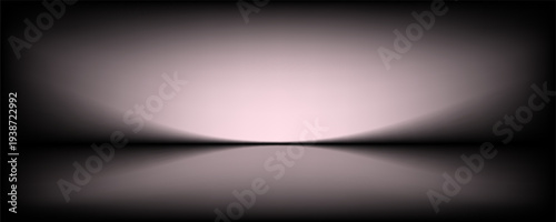 Abstract image of dark room concrete floor. Black room or stage background for product placement.Panoramic view of the abstract fog. White cloudiness, mist or smog moves on black background.