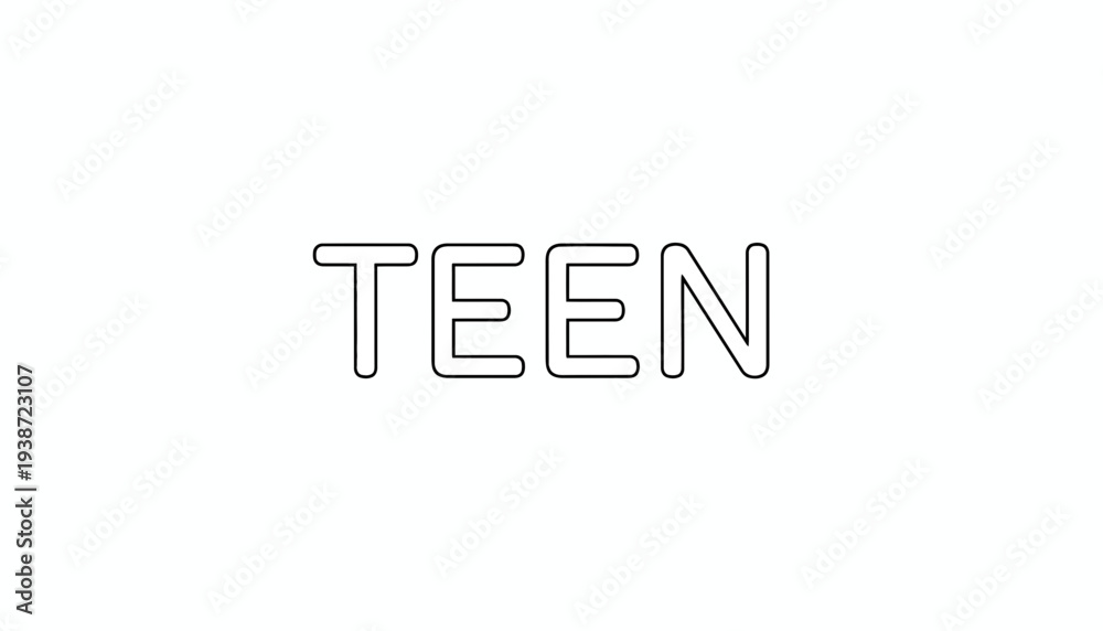 Obraz premium Teen Word Text Typography Outline, Youth Generation Concept