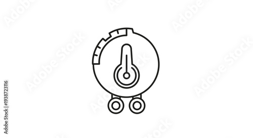 Temperature Gauge Icon with Thermometer and Dial, Vector Illustration