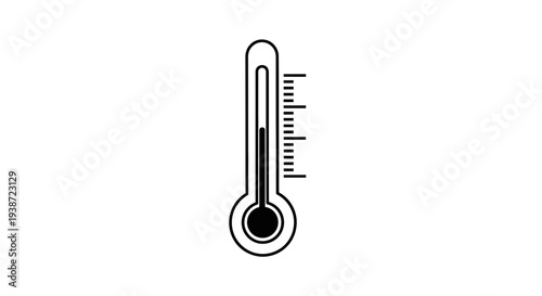 Thermometer Icon: Simple Line Art Illustration of Temperature Measurement Tool