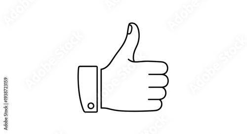 Thumbs Up Gesture, Hand Sign for Approval, Success, Agreement, Positive Feedback, Vector Illustration