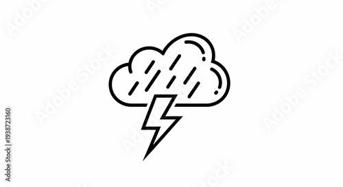 Thunderstorm Icon: Lightning Bolt and Rain Cloud, Weather Symbol