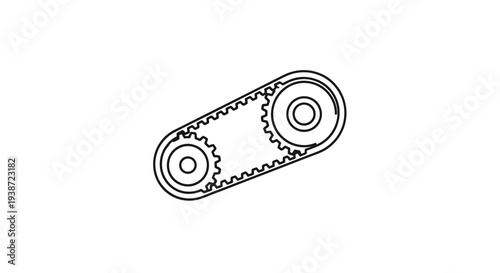 Timing Belt Drive System with Two Pulleys and Toothed Belt, Mechanical Engineering Concept