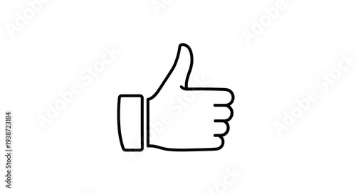 Thumbs Up Icon: Simple Line Art of Hand Gesture for Approval, Like, Success