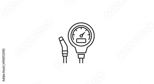 Tire Pressure Gauge Icon: Automotive Maintenance and Vehicle Service Tool