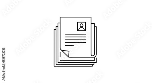 Stack of documents with resume and profile icon, business and HR concept