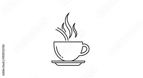 Steaming Coffee Cup Icon: Hot Beverage, Morning Drink, Cafe Symbol
