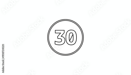 Speed Limit 30 Sign Icon, Circle Traffic Sign, Vector Illustration