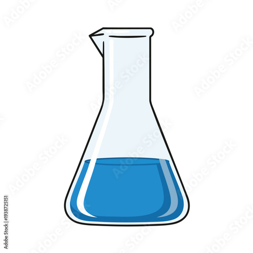 Stylish Laboratory Flask Filled with Blue Liquid for Science and Chemistry Concepts