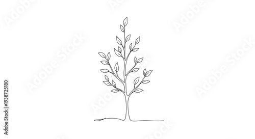 A minimalist vector illustration of a small tree with sparse leaves on a plain background