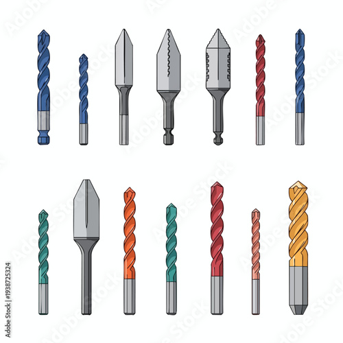 Set of Various Twist Drills for Power Tools and DIY Projects