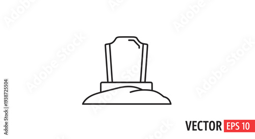 Simple Tombstone Icon Vector Graphic, Cemetery Grave Marker, Death Symbol, Funeral Element