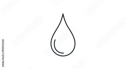 Simple Water Drop Icon, Clean Liquid Symbol, Fluid Element, Minimalist Design