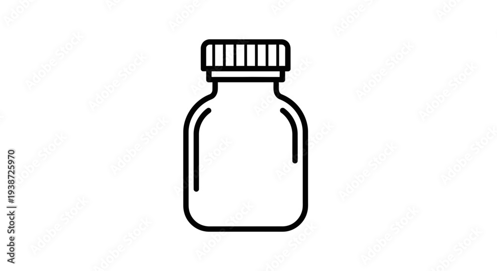 Fototapeta premium Simple line icon of a small glass bottle with a cap