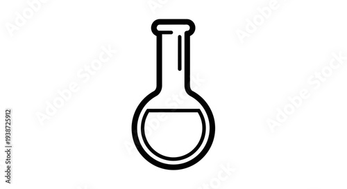 Simple Line Icon of a Laboratory Flask with Liquid, Science and Chemistry Symbol