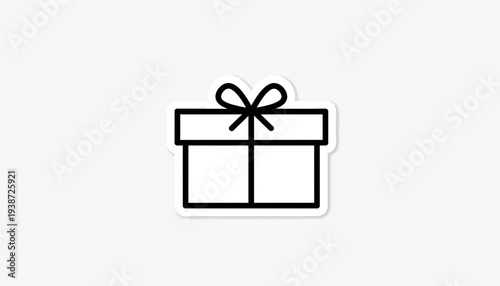 Simple Line Icon of a Gift Box with a Bow, Isolated on White Background