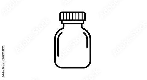 Simple line icon of a small glass bottle with a cap