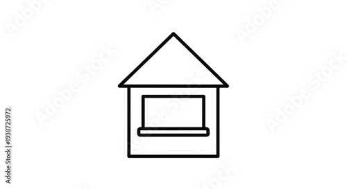 Simple Line Icon of a Small Booth or Kiosk with a Window