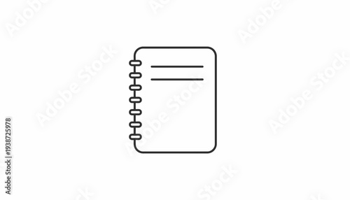 Simple Line Icon of a Spiral Notebook with Lined Pages
