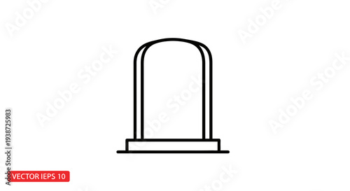 Simple Line Icon of a Tombstone or Gravestone, Isolated on White Background