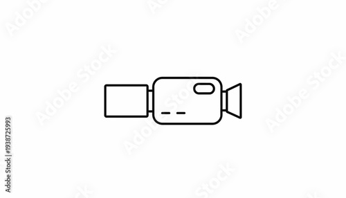 Simple Line Icon of a Video Camera on White Background
